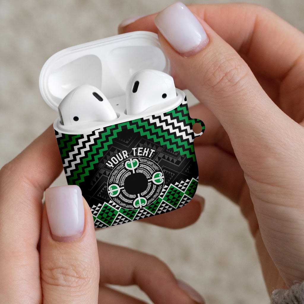 Personalised Aotearoa Niho Taniwha Motif AirPods Case Green Style - Aussie Hoodie