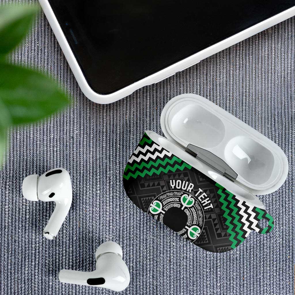 Personalised Aotearoa Niho Taniwha Motif AirPods Case Green Style - Aussie Hoodie