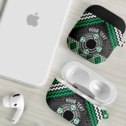 Personalised Aotearoa Niho Taniwha Motif AirPods Case Green Style - Aussie Hoodie