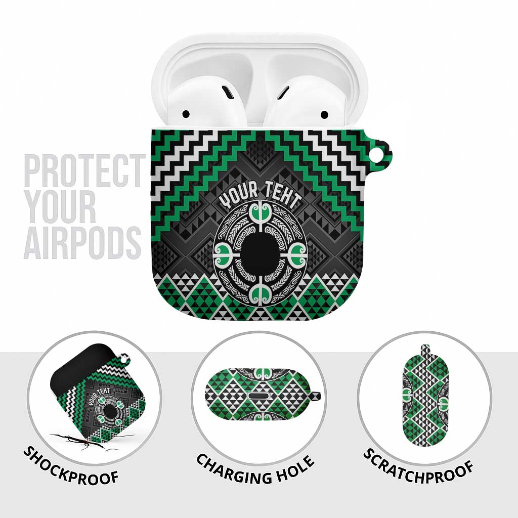 Personalised Aotearoa Niho Taniwha Motif AirPods Case Green Style - Aussie Hoodie