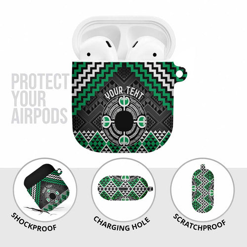 Personalised Aotearoa Niho Taniwha Motif AirPods Case Green Style - Aussie Hoodie
