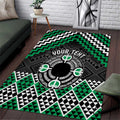 Personalised Aotearoa Niho Taniwha Motif Area Rug Green Style