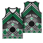 Personalised Aotearoa Niho Taniwha Motif Basketball Jersey Green Style - Aussie Hoodie