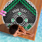 Personalised Aotearoa Niho Taniwha Motif Beach Blanket Green Style