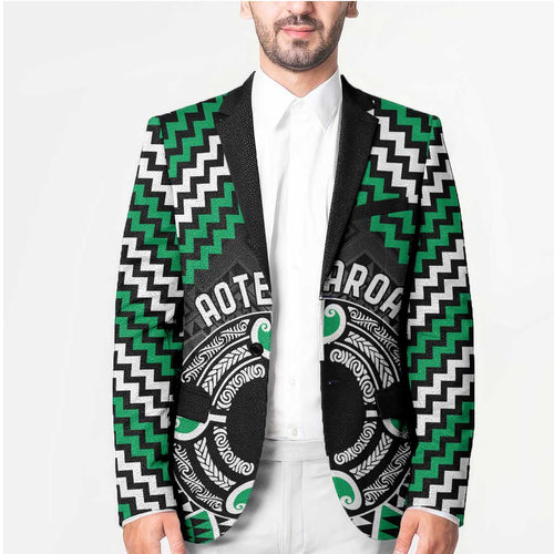Personalised Aotearoa Niho Taniwha Motif Blazer Green Style - Aussie Hoodie