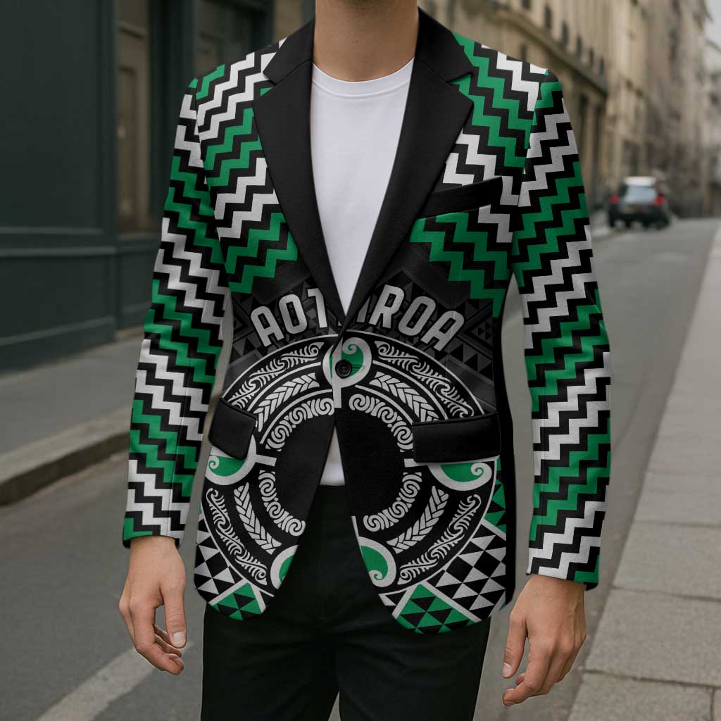Personalised Aotearoa Niho Taniwha Motif Blazer Green Style - Aussie Hoodie