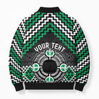 Personalised Aotearoa Niho Taniwha Motif Bomber Puffer Jacket Green Style - Aussie Hoodie