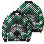 Personalised Aotearoa Niho Taniwha Motif Bomber Puffer Jacket Green Style - Aussie Hoodie