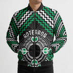 Personalised Aotearoa Niho Taniwha Motif Bomber Puffer Jacket Green Style - Aussie Hoodie