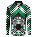 Personalised Aotearoa Niho Taniwha Motif Button Sweatshirt Green Style
