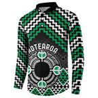 Personalised Aotearoa Niho Taniwha Motif Button Sweatshirt Green Style