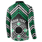 Personalised Aotearoa Niho Taniwha Motif Button Sweatshirt Green Style