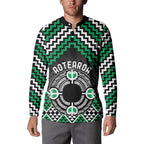 Personalised Aotearoa Niho Taniwha Motif Button Sweatshirt Green Style