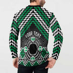 Personalised Aotearoa Niho Taniwha Motif Button Sweatshirt Green Style
