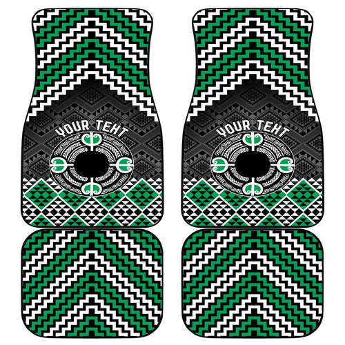 Personalised Aotearoa Niho Taniwha Motif Car Mats Green Style