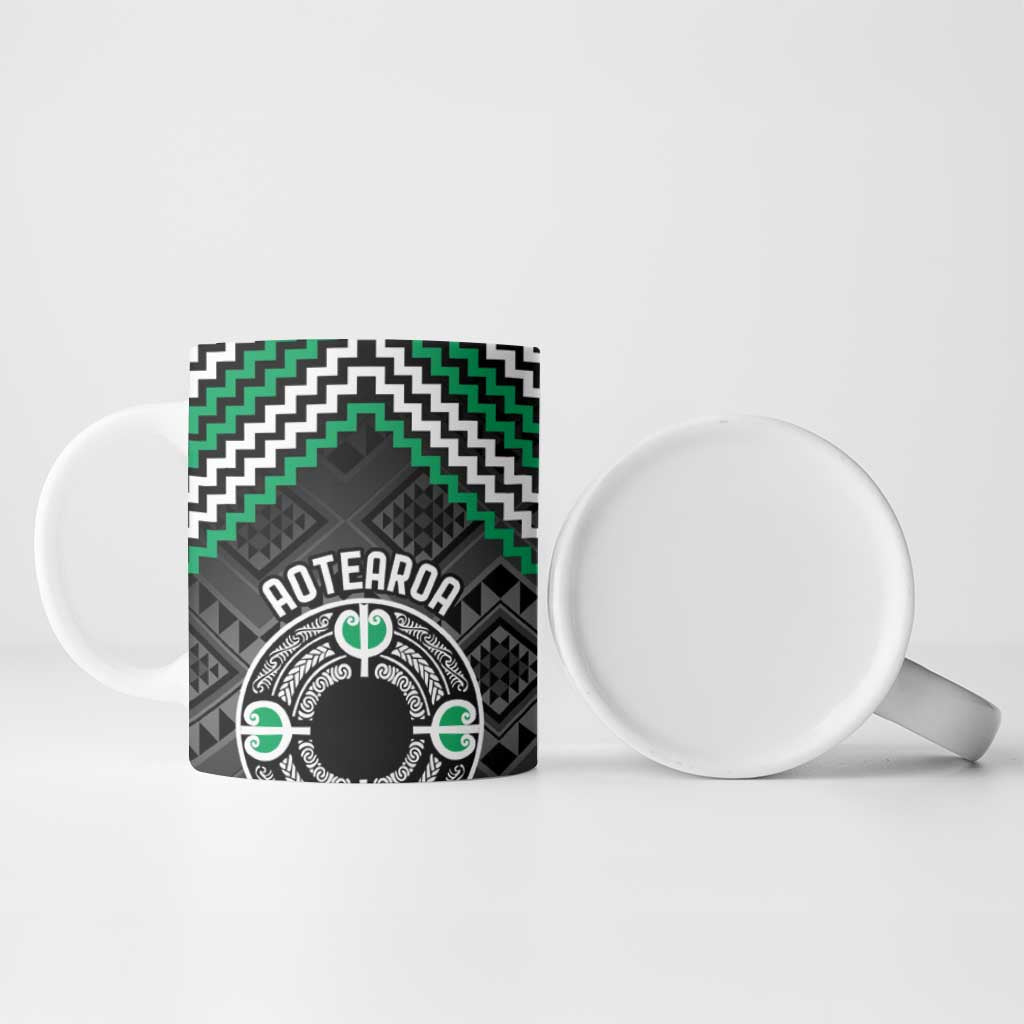 Personalised Aotearoa Niho Taniwha Motif Ceramic Mug Green Style - Aussie Hoodie