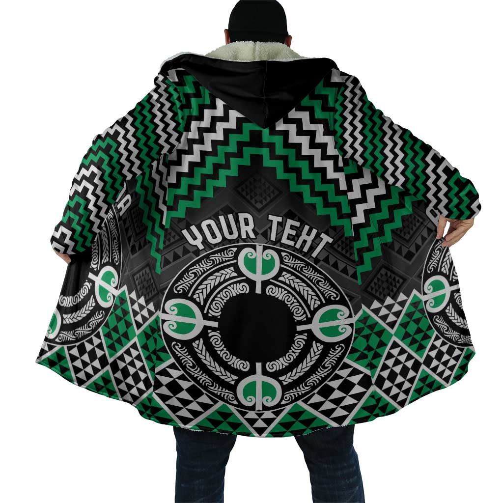 Personalised Aotearoa Niho Taniwha Motif Cloak Green Style - Aussie Hoodie