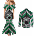 Personalised Aotearoa Niho Taniwha Motif Couples Matching Mermaid Dress and Long Sleeve Button Shirt Green Style
