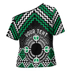 Personalised Aotearoa Niho Taniwha Motif Cross Shoulder Shirt Green Style - Aussie Hoodie