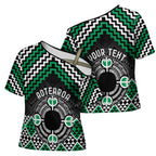 Personalised Aotearoa Niho Taniwha Motif Cross Shoulder Shirt Green Style - Aussie Hoodie
