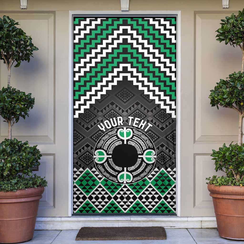 Personalised Aotearoa Niho Taniwha Motif Door Cover Green Style - Aussie Hoodie