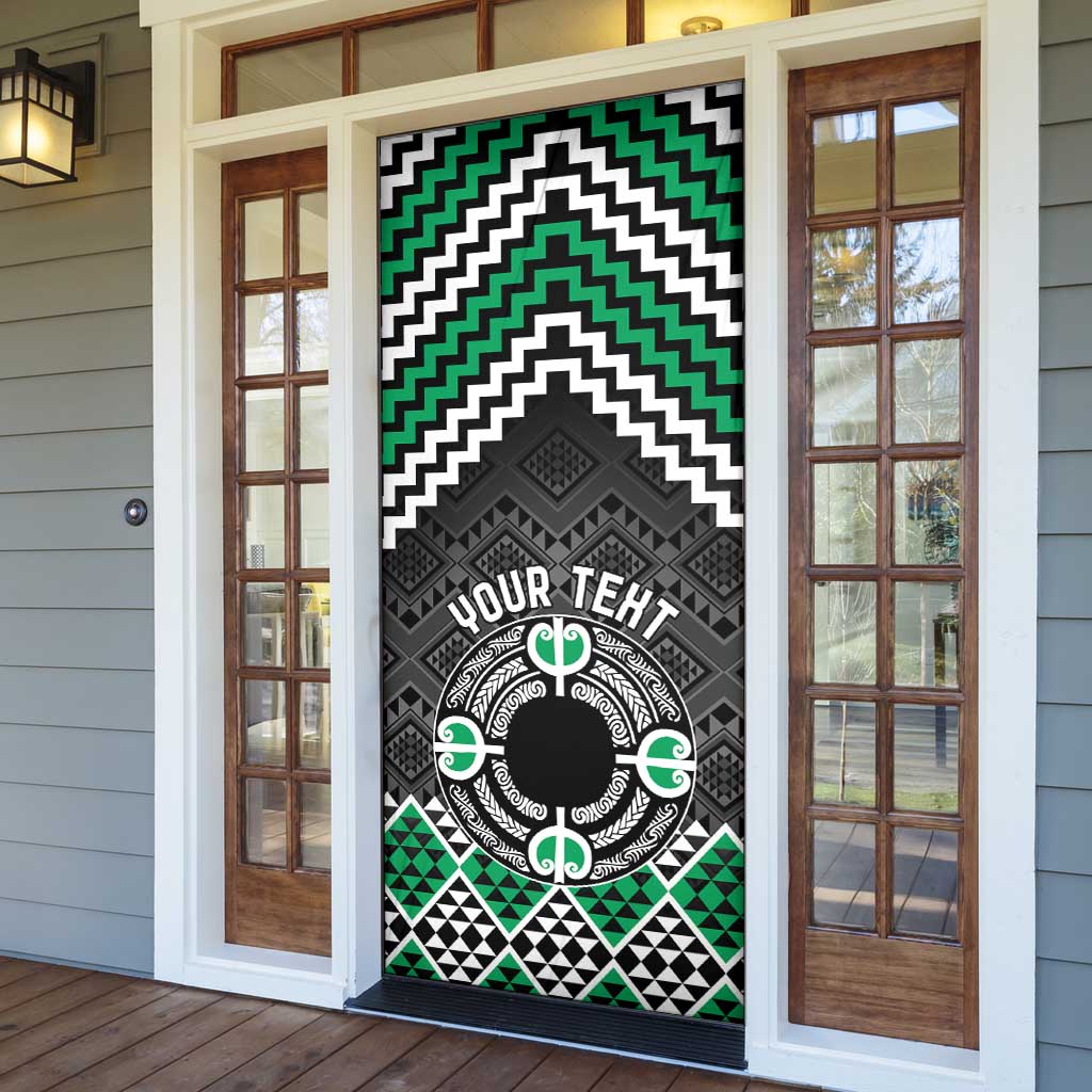 Personalised Aotearoa Niho Taniwha Motif Door Cover Green Style - Aussie Hoodie
