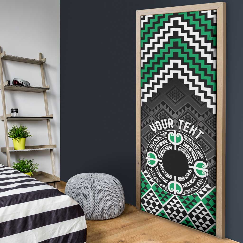 Personalised Aotearoa Niho Taniwha Motif Door Cover Green Style - Aussie Hoodie