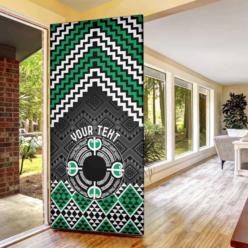 Personalised Aotearoa Niho Taniwha Motif Door Cover Green Style - Aussie Hoodie