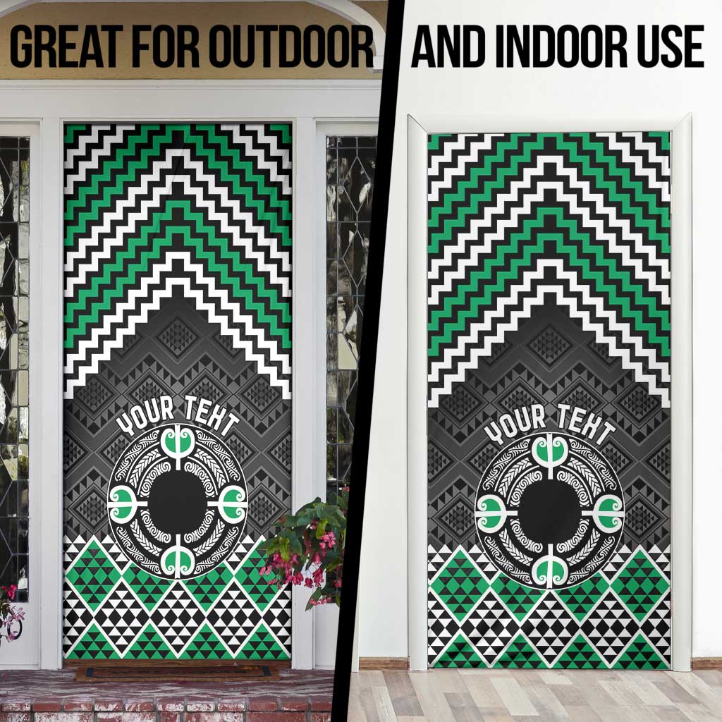 Personalised Aotearoa Niho Taniwha Motif Door Cover Green Style - Aussie Hoodie
