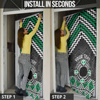 Personalised Aotearoa Niho Taniwha Motif Door Cover Green Style - Aussie Hoodie