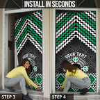 Personalised Aotearoa Niho Taniwha Motif Door Cover Green Style - Aussie Hoodie
