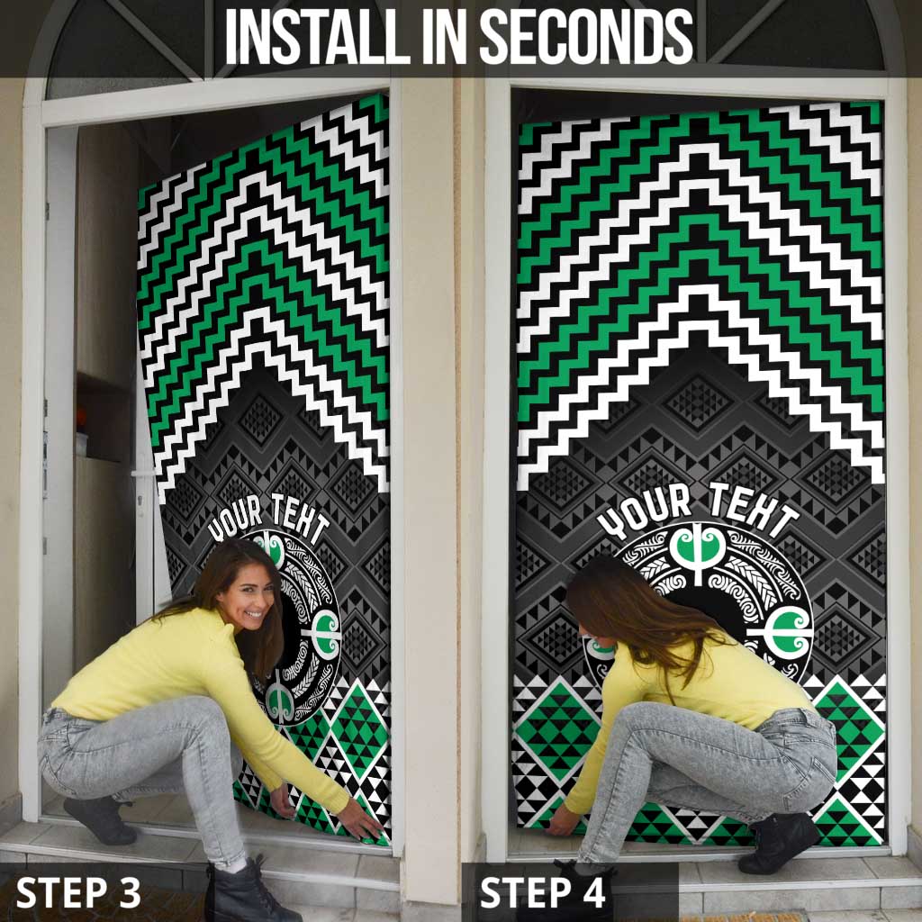 Personalised Aotearoa Niho Taniwha Motif Door Cover Green Style - Aussie Hoodie