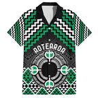 Personalised Aotearoa Niho Taniwha Motif Family Matching Long Sleeve Bodycon Dress and Hawaiian Shirt Green Style