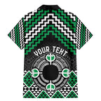 Personalised Aotearoa Niho Taniwha Motif Family Matching Mermaid Dress and Hawaiian Shirt Green Style