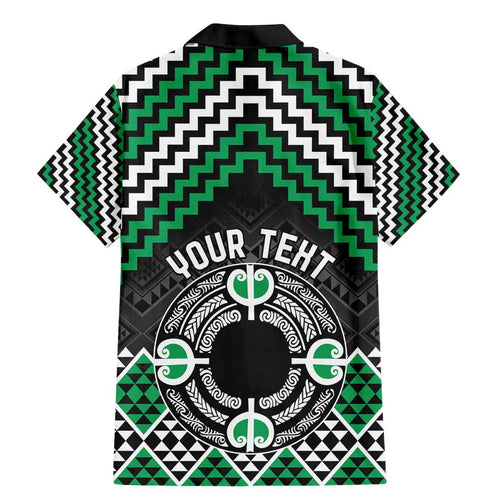 Personalised Aotearoa Niho Taniwha Motif Family Matching Mermaid Dress and Hawaiian Shirt Green Style