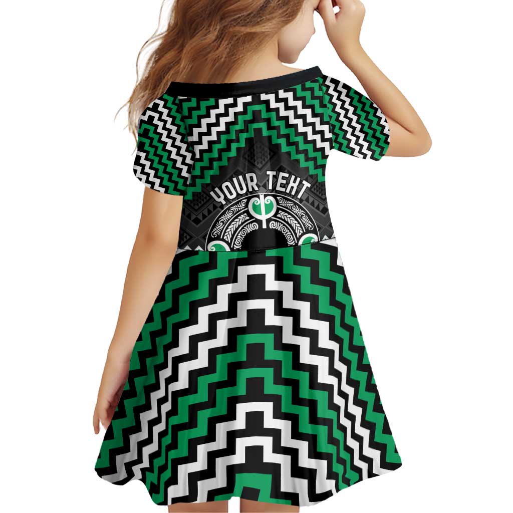 Personalised Aotearoa Niho Taniwha Motif Family Matching Puletasi and Hawaiian Shirt Green Style