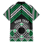 Personalised Aotearoa Niho Taniwha Motif Family Matching Summer Maxi Dress and Hawaiian Shirt Green Style