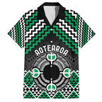 Personalised Aotearoa Niho Taniwha Motif Family Matching Tank Maxi Dress and Hawaiian Shirt Green Style