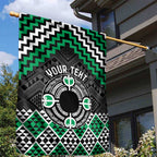 Personalised Aotearoa Niho Taniwha Motif Garden Flag Green Style