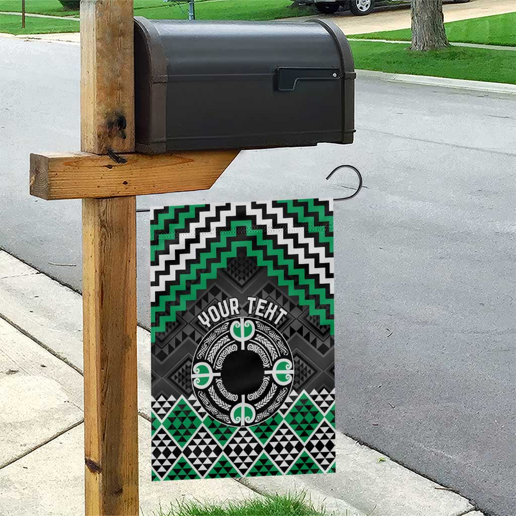 Personalised Aotearoa Niho Taniwha Motif Garden Flag Green Style