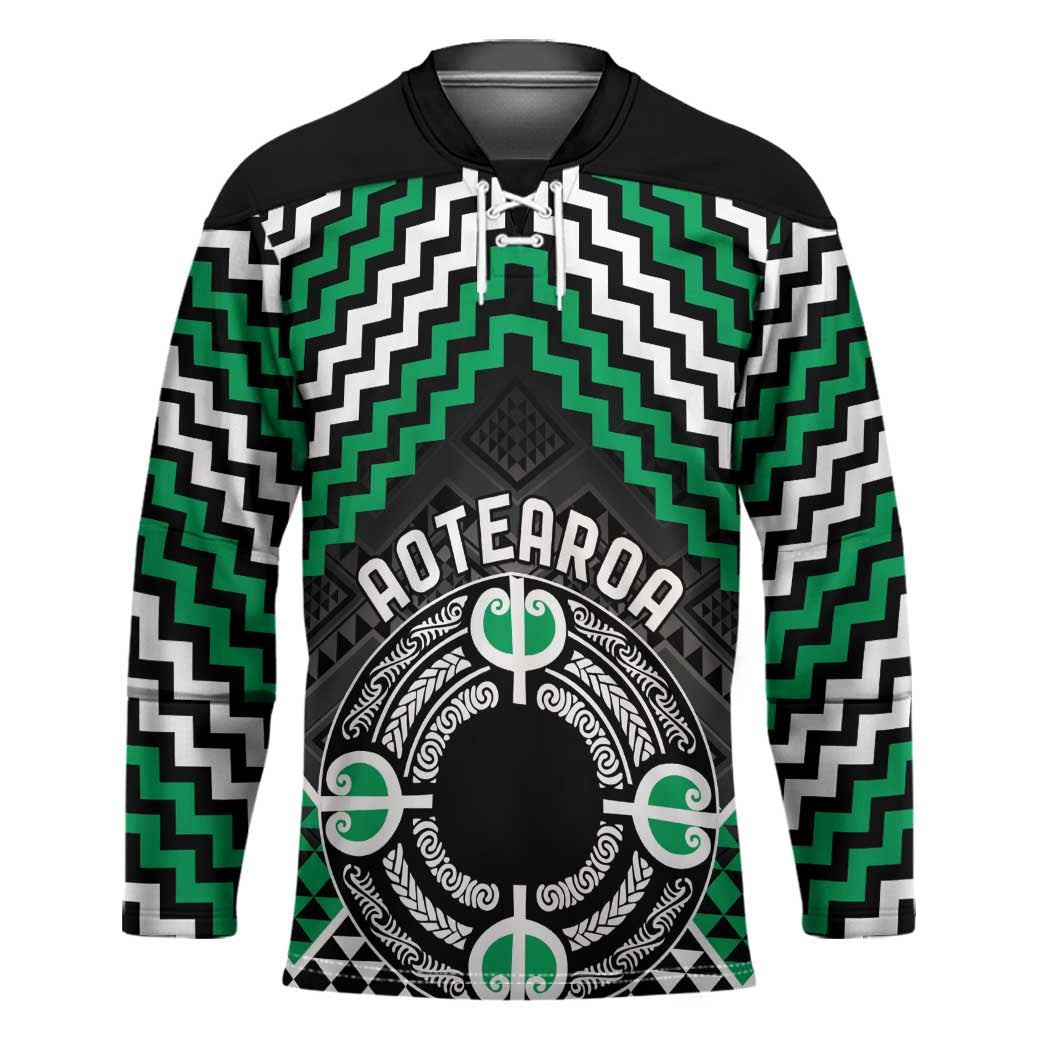 Personalised Aotearoa Niho Taniwha Motif Hockey Jersey Green Style - Aussie Hoodie