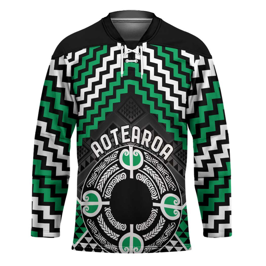 Personalised Aotearoa Niho Taniwha Motif Hockey Jersey Green Style - Aussie Hoodie