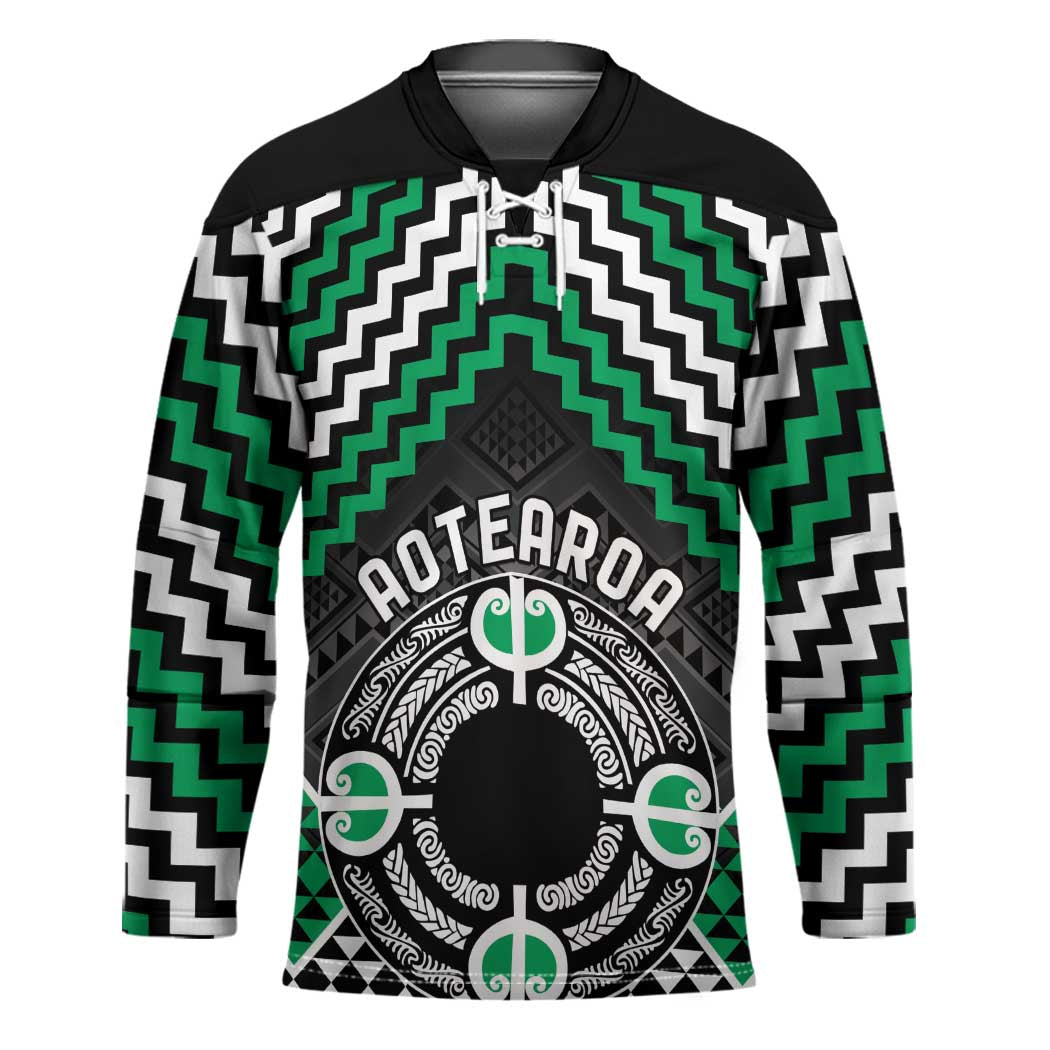 Personalised Aotearoa Niho Taniwha Motif Hockey Jersey Green Style - Aussie Hoodie