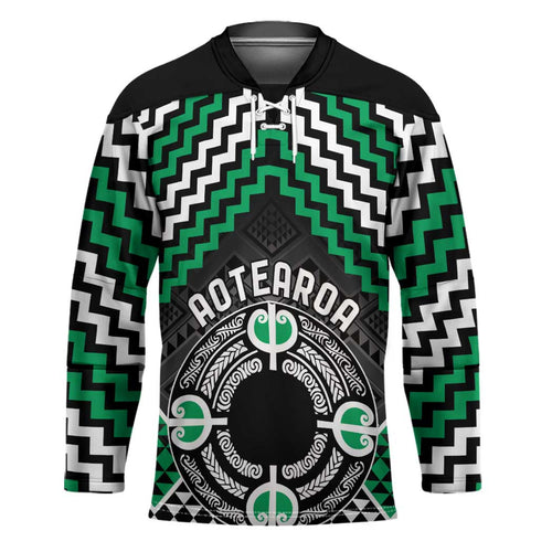 Personalised Aotearoa Niho Taniwha Motif Hockey Jersey Green Style - Aussie Hoodie
