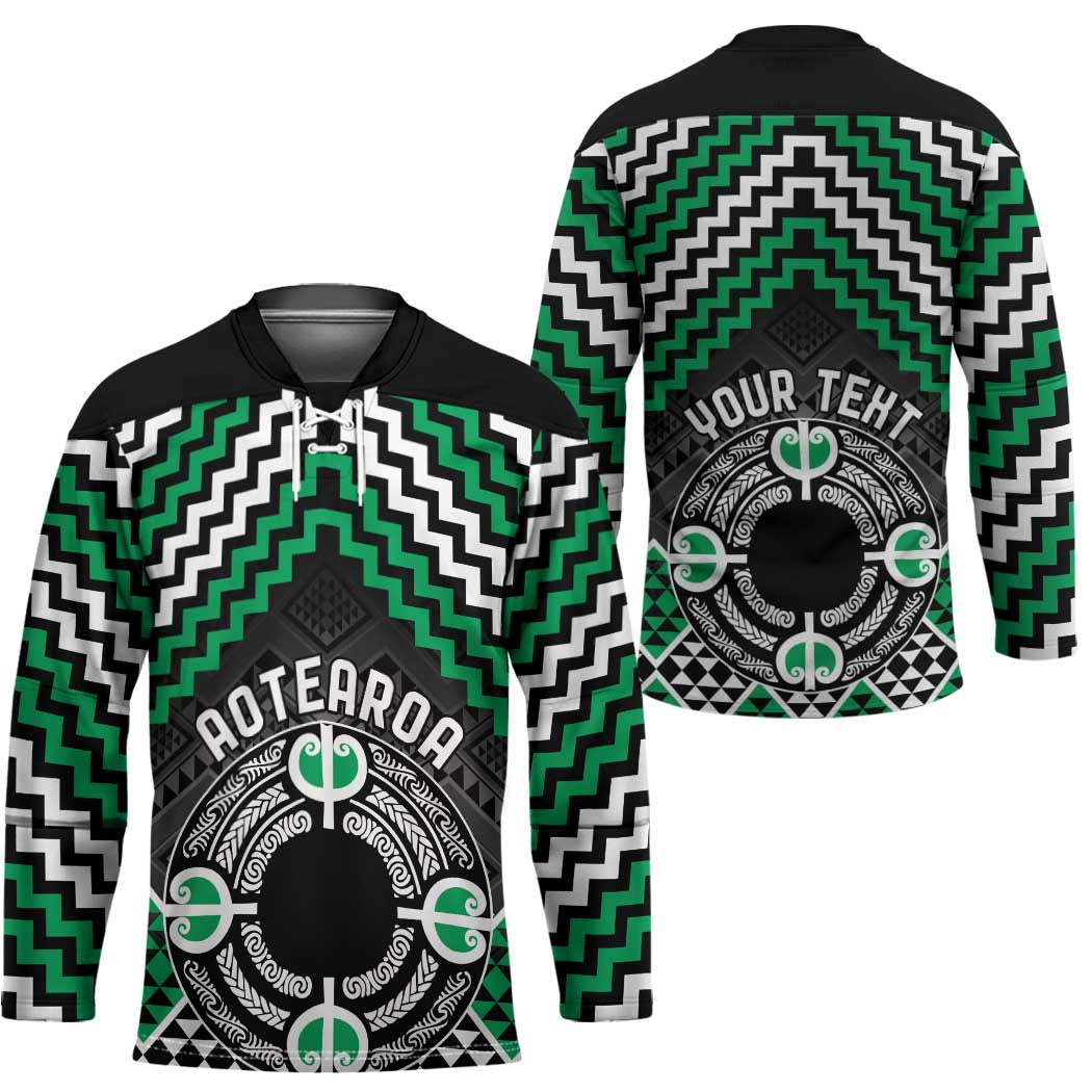 Personalised Aotearoa Niho Taniwha Motif Hockey Jersey Green Style - Aussie Hoodie