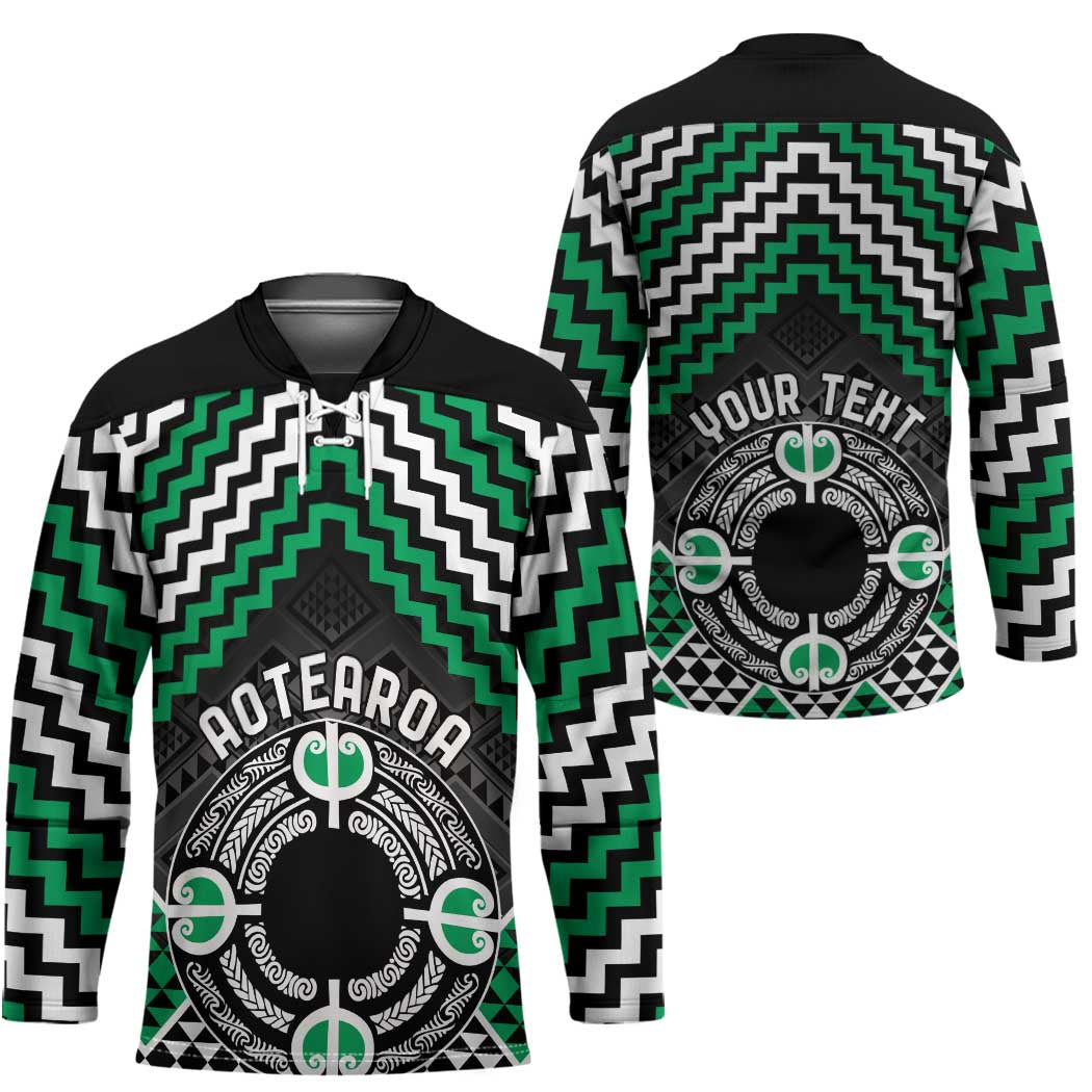 Personalised Aotearoa Niho Taniwha Motif Hockey Jersey Green Style - Aussie Hoodie