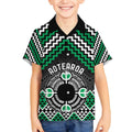 Personalised Aotearoa Niho Taniwha Motif Kid Hawaiian Shirt Green Style