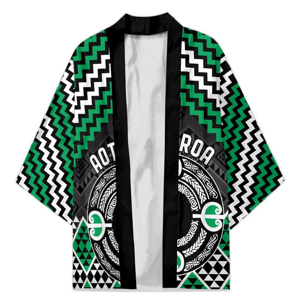 Personalised Aotearoa Niho Taniwha Motif Kimono Green Style - Aussie Hoodie