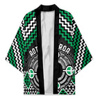 Personalised Aotearoa Niho Taniwha Motif Kimono Green Style - Aussie Hoodie