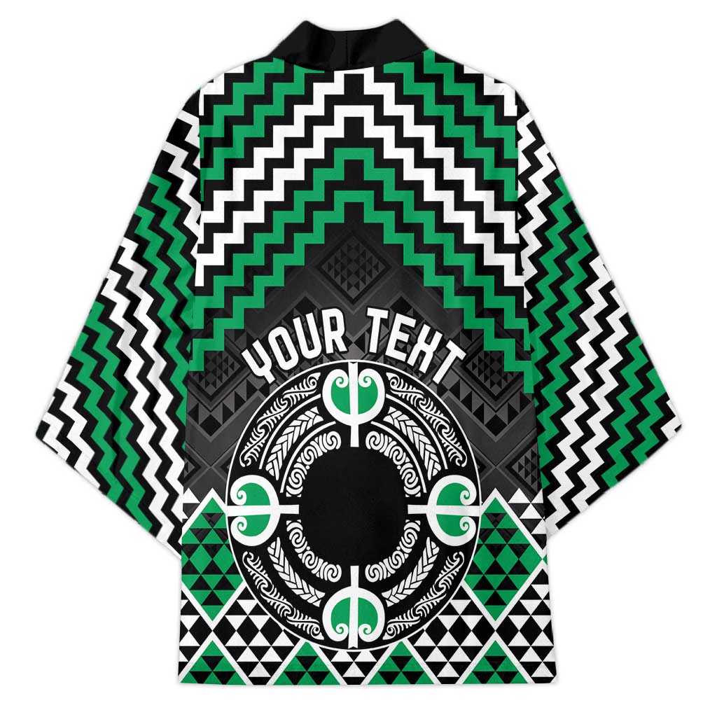 Personalised Aotearoa Niho Taniwha Motif Kimono Green Style - Aussie Hoodie